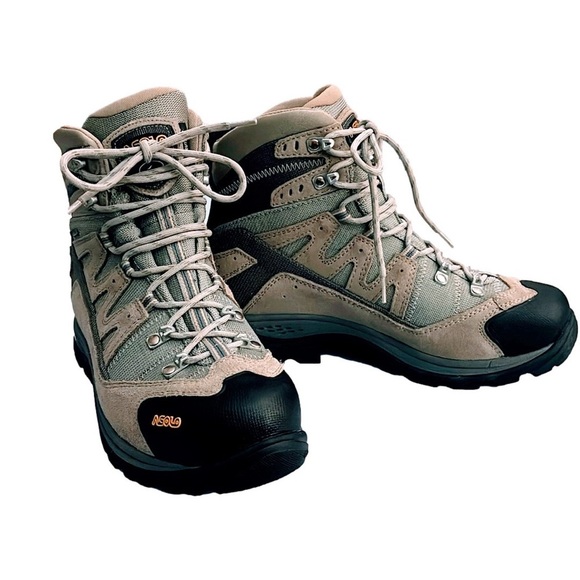 ASOLO LADY’S New Hiking Boots, Size US 8.5 / EUR 40 2/3, Gray, Sand & Black - Picture 1 of 10